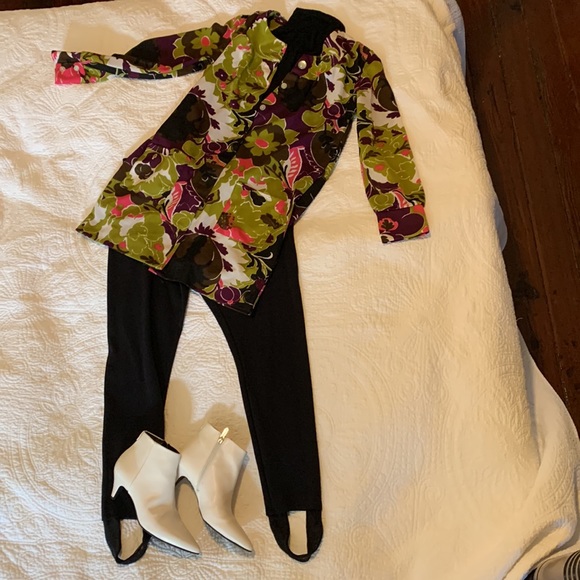 Vintage 70s Flower 🌸 Power Dress/Tunic/Duster/Housecoat M - Picture 3 of 8